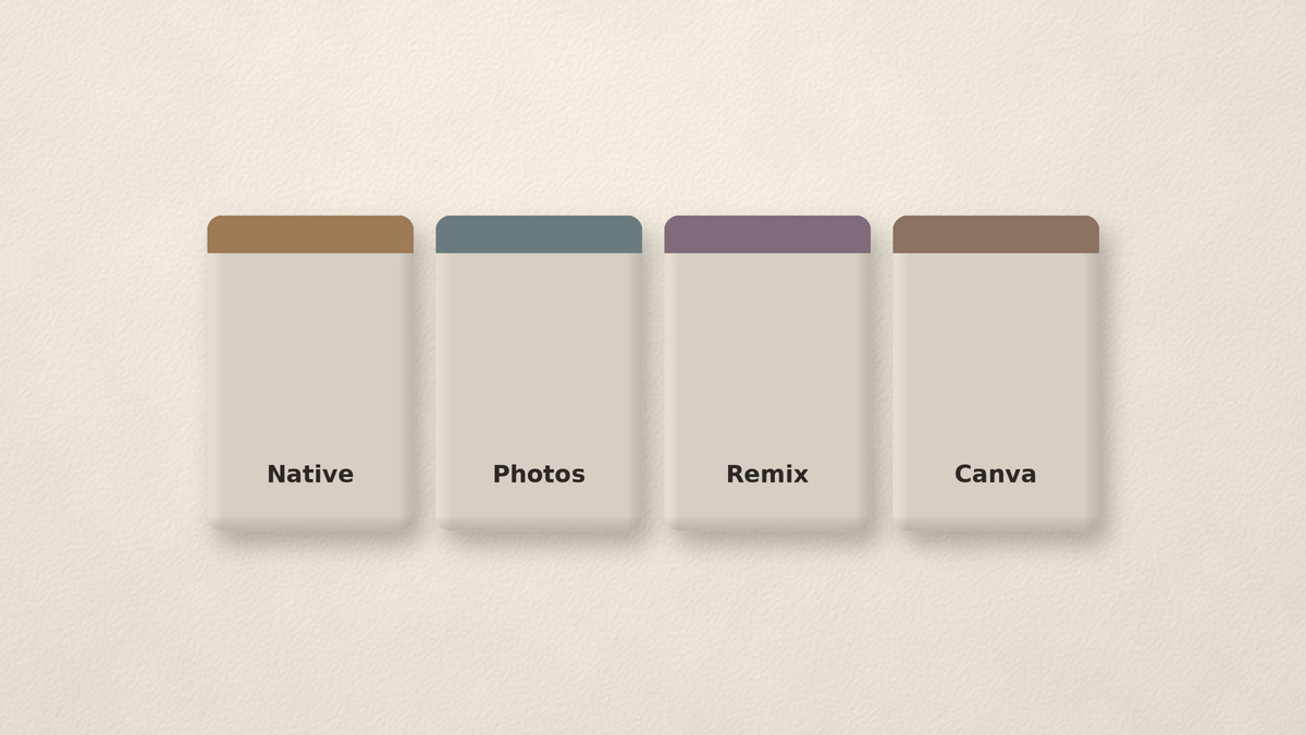 Free path cards: native, photos, inspiration remix, Canva
